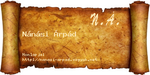 Nánási Árpád névjegykártya